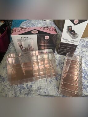 Sorbus Rose Gold Makeup Organizer Set - Women Makeup Storage